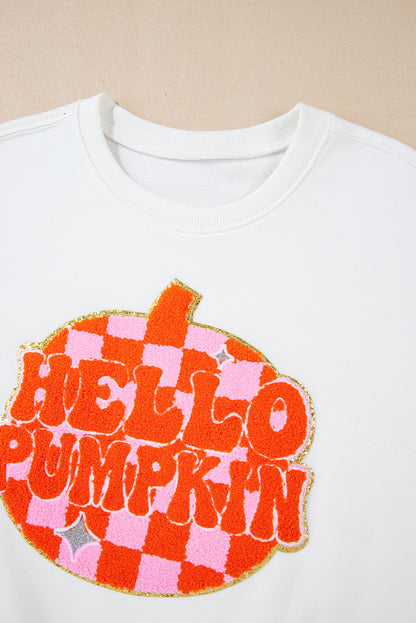 Halloween Pumpkin Patched Pattern Pullover Sweatshirt