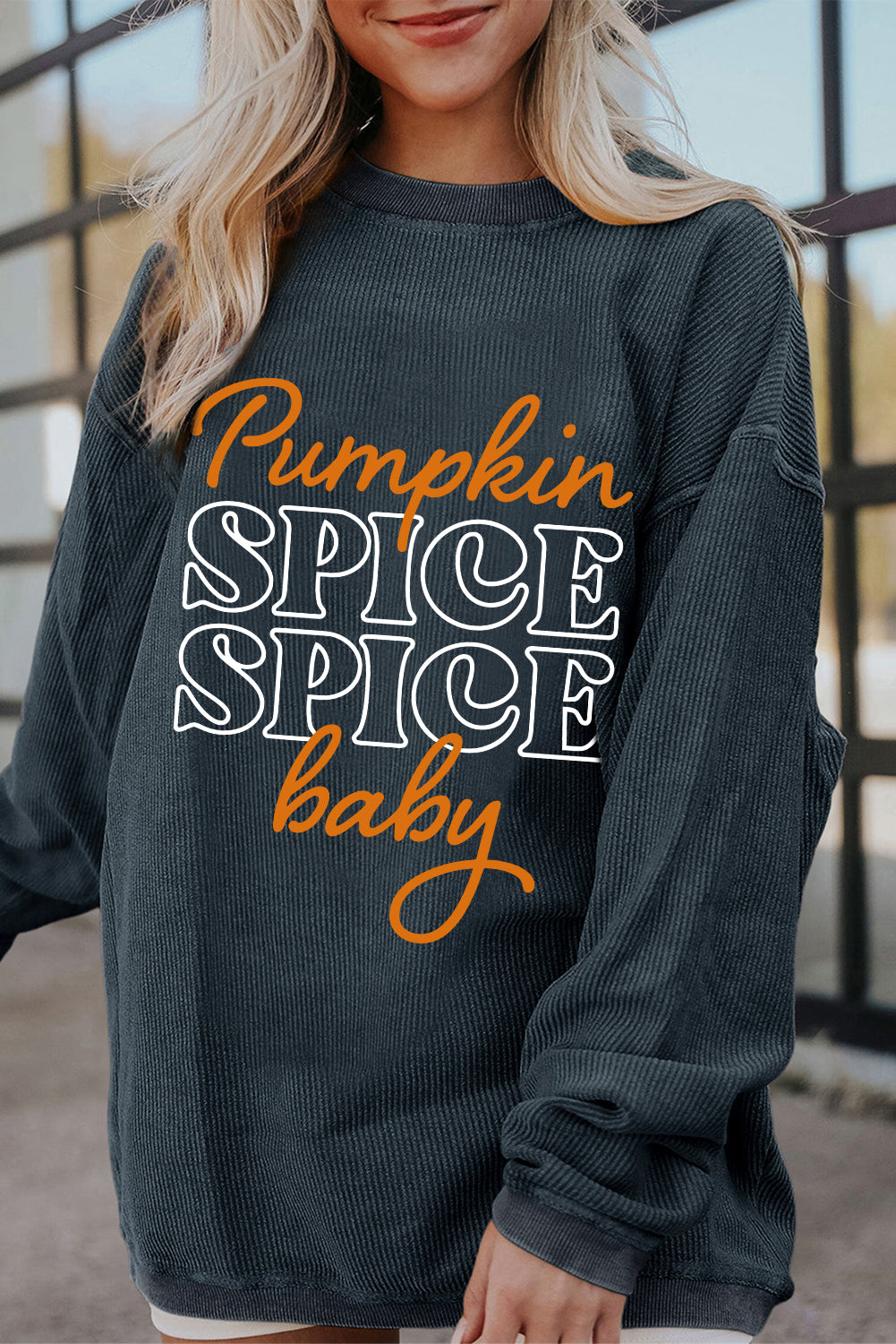 Pumpkin Spice Baby Graphic Textured Sweatshirt