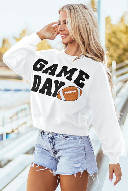 GAME DAY Graphic Varsity Pullover Sweatshirt